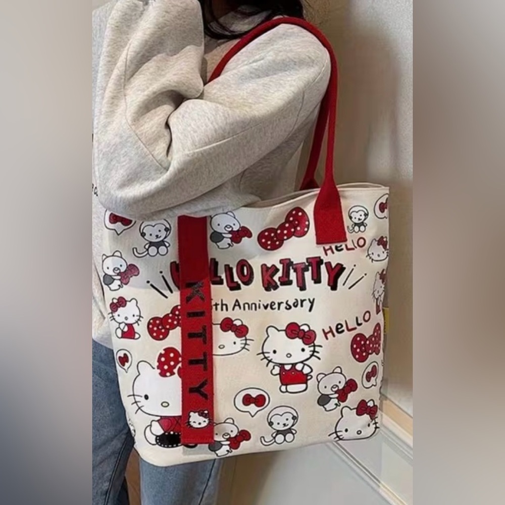 ❤️Sanrio Hello Kitty Canvas Zippered Tote & 20+ Accessories -Earbuds, Pillowcase - Picture 4 of 10